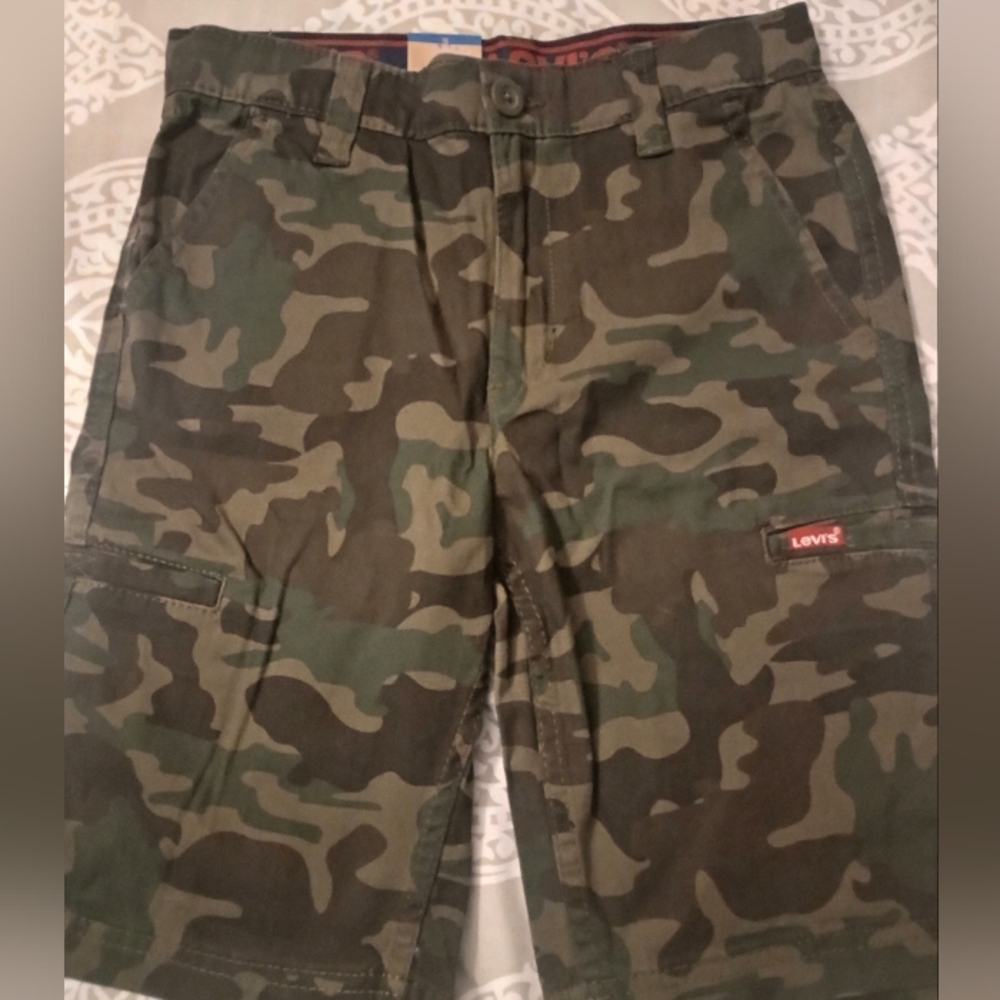 Levi's Boys Camouflage Cargo Shorts - Olive Green